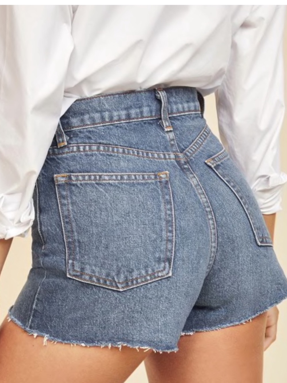 Reformation Dixie High-Rise Raw-Hem Denim Cutoff Shorts